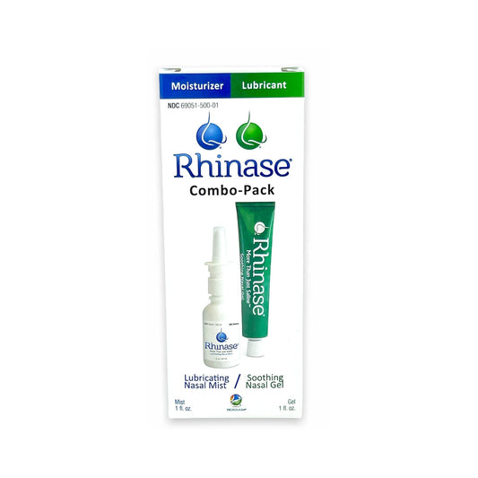 Rhinase Nasal Care Combo Pack - Nasal Gel (1 oz) & Saline Spray (1 oz) for Dryness, Allergy Relief & Nosebleed Prevention, Aloe-Free & pH Balanced