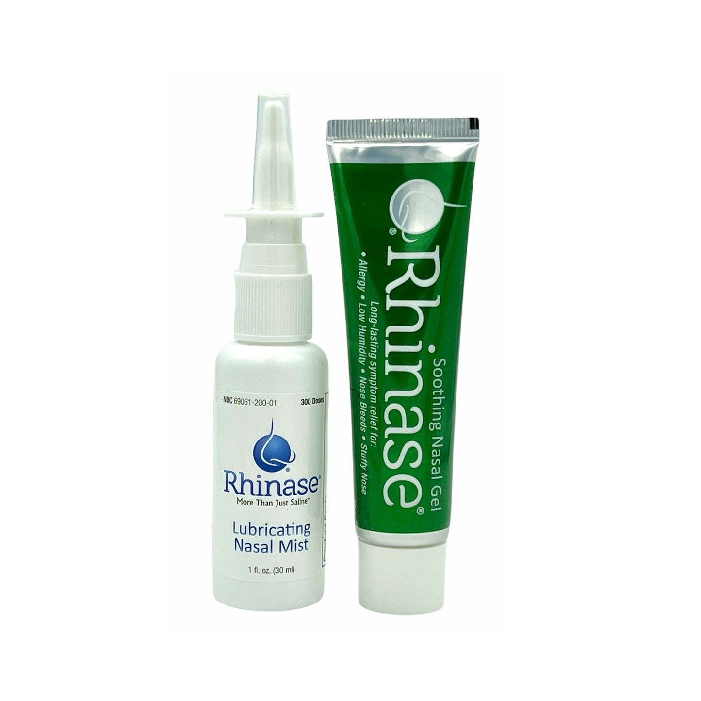 Rhinase Nasal Care Combo Pack - Nasal Gel (1 oz) & Saline Spray (1 oz) for Dryness, Allergy Relief & Nosebleed Prevention, Aloe-Free & pH Balanced