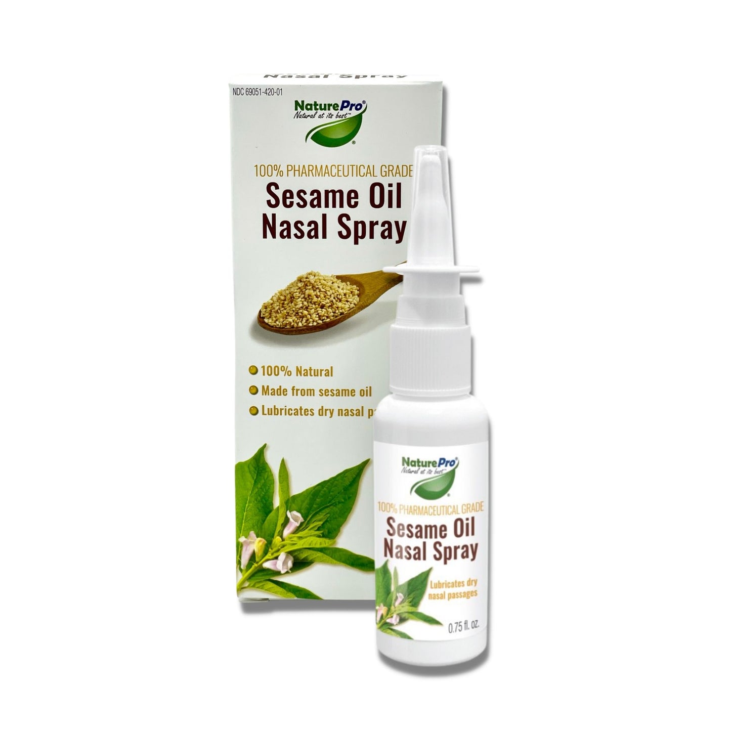 NaturePro Sesame Oil Nasal Spray N Natural Nasal moisturizer Made from 100% Natural Source Sesame Oil moisturizes and Lubricates severely Dry Nasal Passages | 0.75 fl