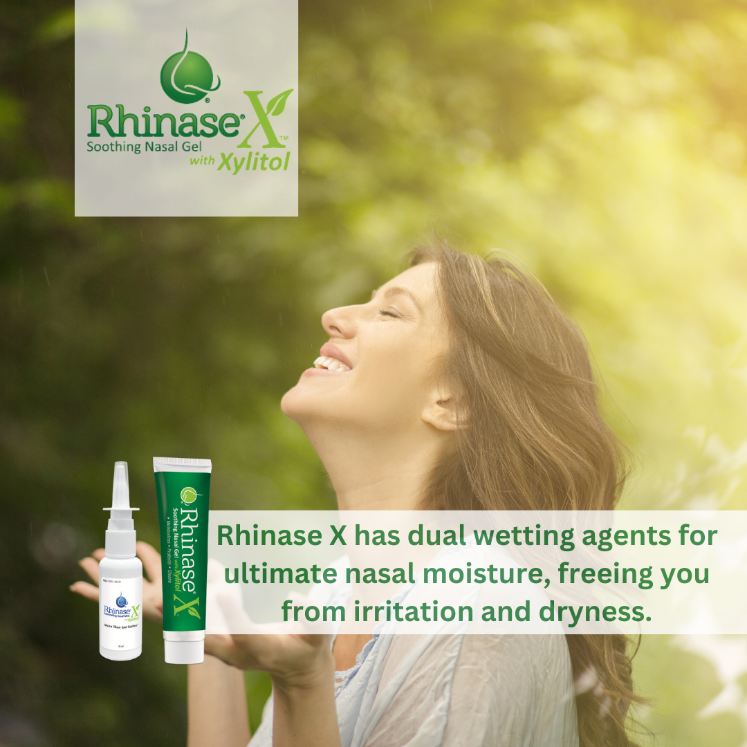 Rhinase X Nasal Gel | Less Sneezing, Itchiness, Nasal drip and Congestion | Mores Than Just Saline | Now with Xylitol | Long Lasting Symptom Relief from Nasal Dryness | (1 oz.)