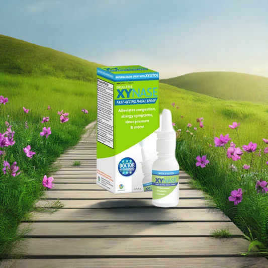 Xynase® Natural Saline Nasal Spray with Xylitol (0.75 fl oz) - Gentle Relief for Congestion, Allergies, and Sinus Pressure, Safe for All Ages