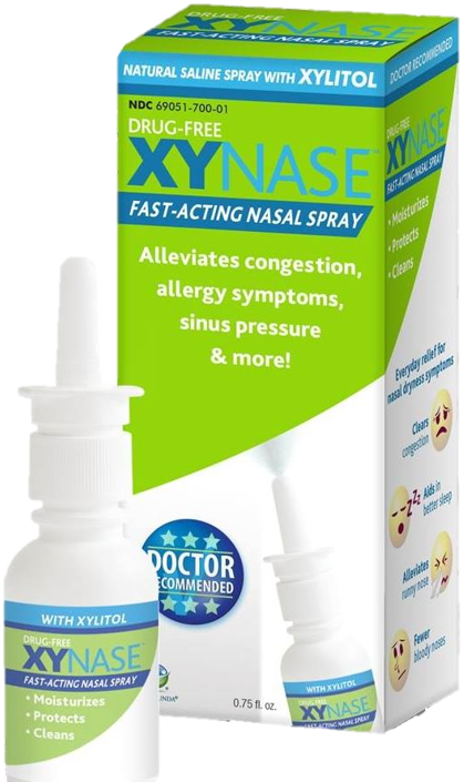 Xynase® Natural Saline Nasal Spray with Xylitol (0.75 fl oz) - Gentle Relief for Congestion, Allergies, and Sinus Pressure, Safe for All Ages
